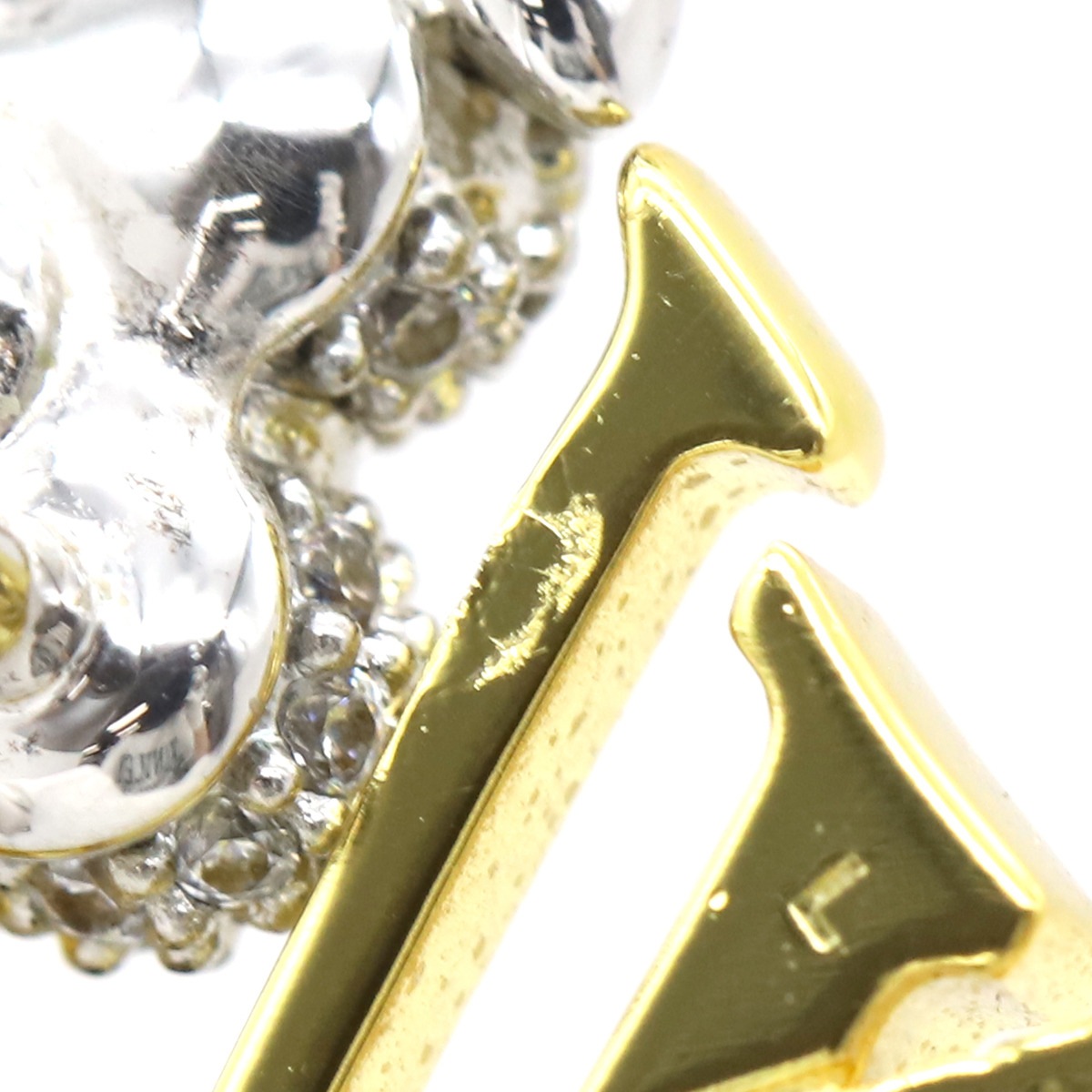 ルイヴィトン LOUIS VUITTON ピアス ピアス ピュス LV グラム メタル ラインストーン ジルコン ゴールド×シルバー 2個セット 両耳 ラインストーン ジルコン×メタル M01264