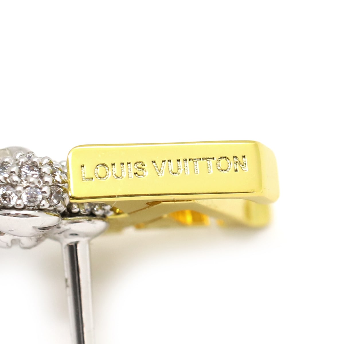 ルイヴィトン LOUIS VUITTON ピアス ピアス ピュス LV グラム メタル ラインストーン ジルコン ゴールド×シルバー 2個セット 両耳 ラインストーン ジルコン×メタル M01264