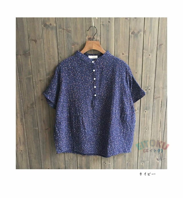 ブラウス シャツ 半袖 スタンドカラーシャツ レディース 綿 スウェット コットン トップス カジュアル 春 夏 秋 柔らかい 大人 かわいい ナチュラル バンドカラーシャツ 総柄 プルオーバー 柄ブ ブラウス シャツ 半袖 スタンドカラーシャツ レディース 綿 スウェット コットン トップス カジュアル 春 夏 秋 柔らかい 大人 かわいい ナチュラル バンドカラーシャツ 総柄 プルオーバー 柄ブ