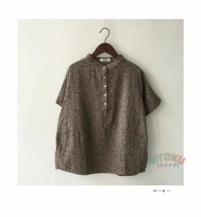 ブラウス シャツ 半袖 スタンドカラーシャツ レディース 綿 スウェット コットン トップス カジュアル 春 夏 秋 柔らかい 大人 かわいい ナチュラル バンドカラーシャツ 総柄 プルオーバー 柄ブ ブラウス シャツ 半袖 スタンドカラーシャツ レディース 綿 スウェット コットン トップス カジュアル 春 夏 秋 柔らかい 大人 かわいい ナチュラル バンドカラーシャツ 総柄 プルオーバー 柄ブ