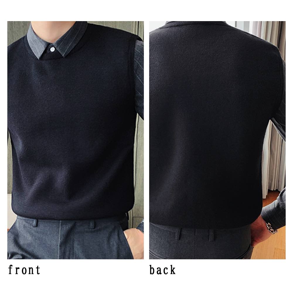 シャツ メンズ ドッキングニットベストシャツ オフィス 肌着 白 ネルシャツ スーツ 黒 カジュアル 春 ブランド 襟付き おしゃれ 冬 厚手 大きいサイズ 秋 ビジネス 長袖 フォーマル フランネル