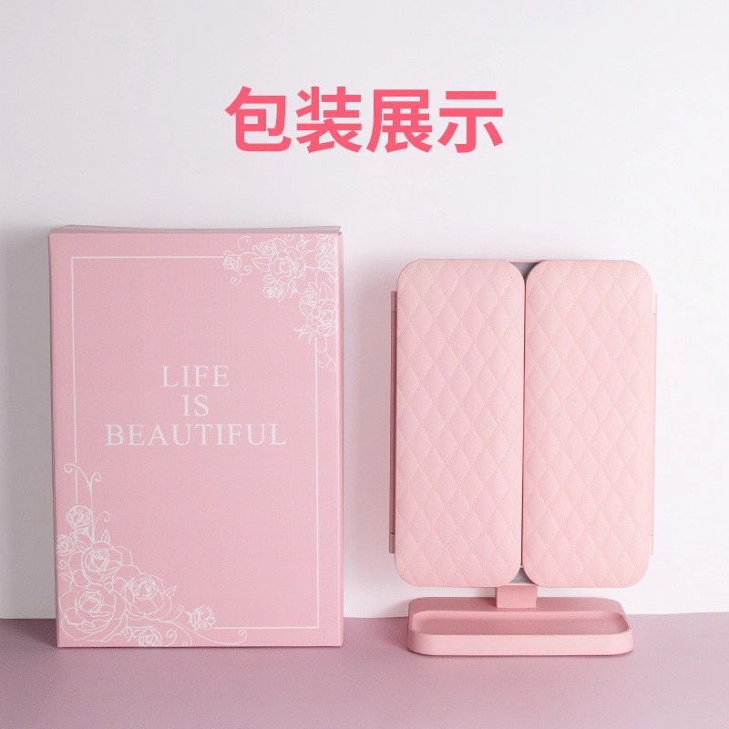Led化粧鏡デスクライト付きポータブル充電デスク寮フィルライト折りたたみ美容シェルミラー女性シニア