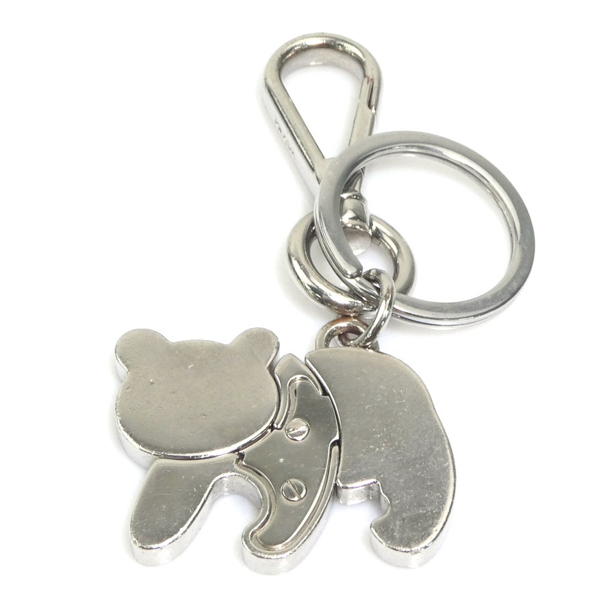 プラダ PRADA チャーム キーリング パンダ メタル シルバー×ブラック ユニセックス 56219a