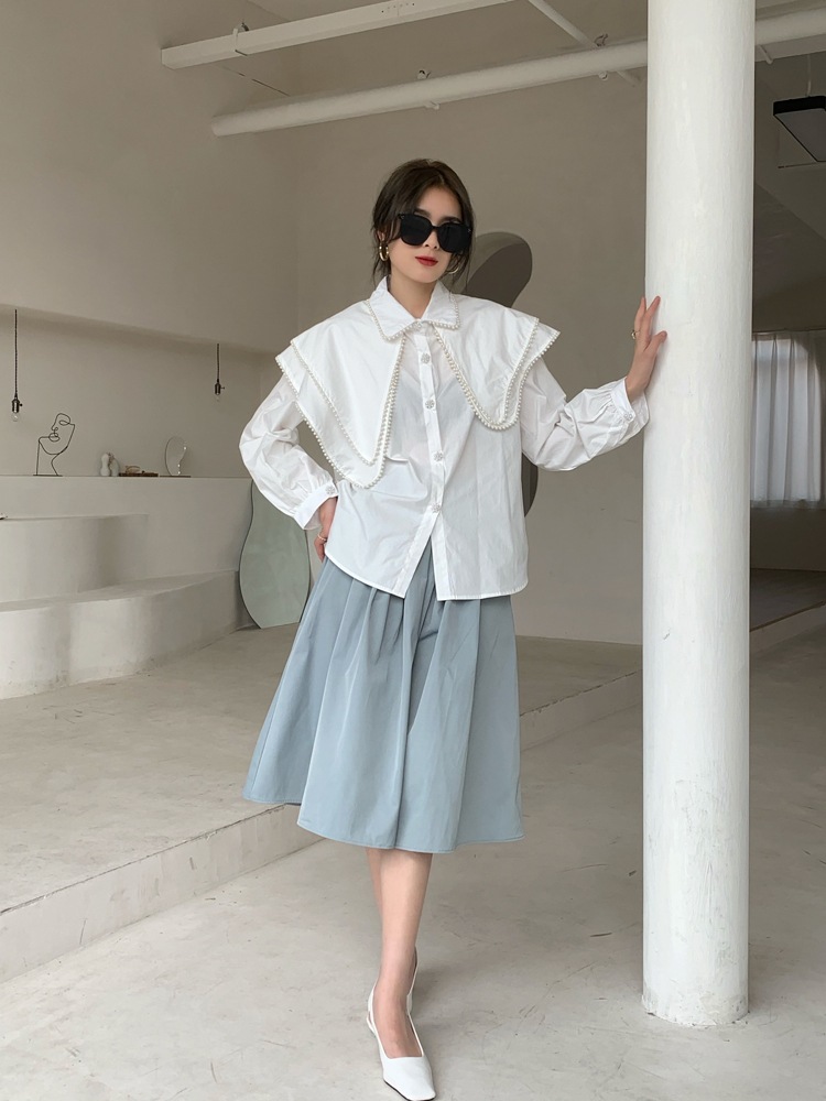 レディース 2層ビーズビックカラーブラウス ビーズネック フリルブラウス 長袖 ブラウス シャツ 大人可愛い ママコーデ ママファッション 韓国系 オルチャン 人気 トレンド 新作 レディース 2層ビーズビックカラーブラウス ビーズネック フリルブラウス 長袖 ブラウス シャツ 大人可愛い ママコーデ ママファッション 韓国系 オルチャン 人気 トレンド 新作