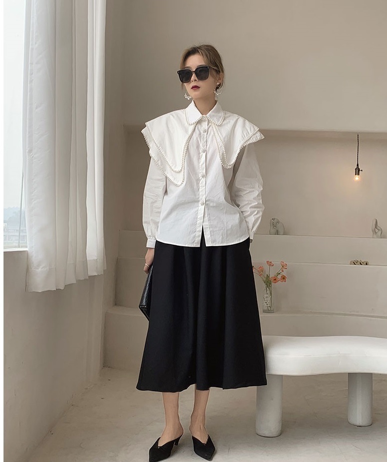 レディース 2層ビーズビックカラーブラウス ビーズネック フリルブラウス 長袖 ブラウス シャツ 大人可愛い ママコーデ ママファッション 韓国系 オルチャン 人気 トレンド 新作 レディース 2層ビーズビックカラーブラウス ビーズネック フリルブラウス 長袖 ブラウス シャツ 大人可愛い ママコーデ ママファッション 韓国系 オルチャン 人気 トレンド 新作