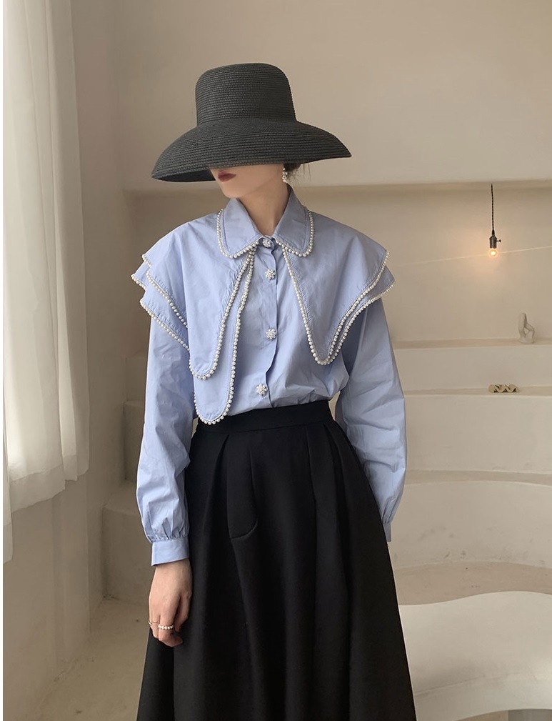 レディース 2層ビーズビックカラーブラウス ビーズネック フリルブラウス 長袖 ブラウス シャツ 大人可愛い ママコーデ ママファッション 韓国系 オルチャン 人気 トレンド 新作 レディース 2層ビーズビックカラーブラウス ビーズネック フリルブラウス 長袖 ブラウス シャツ 大人可愛い ママコーデ ママファッション 韓国系 オルチャン 人気 トレンド 新作