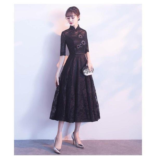 ワンピース ピアノ 演奏会 お呼ばれ 二次会 結婚式 おしゃれ チャイナドレス 袖あり 総レース 黒 膝丈 パーティードレス レディースファッション ワンピース ピアノ 演奏会 お呼ばれ 二次会 結婚式 おしゃれ チャイナドレス 袖あり 総レース 黒 膝丈 パーティードレス レディースファッション
