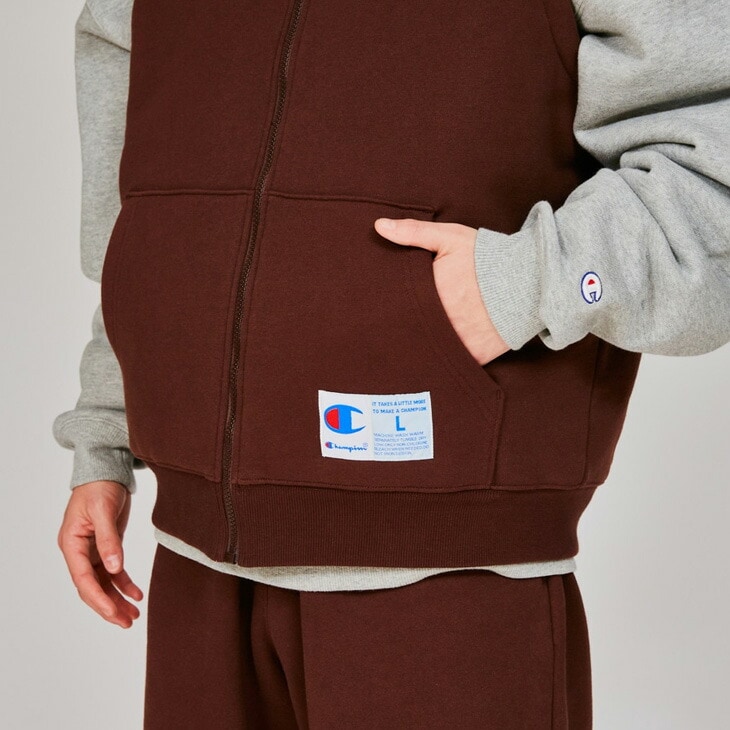 スウェットベスト 中綿入り メンズ ジップベスト 保温 防風 防寒/C3-A619