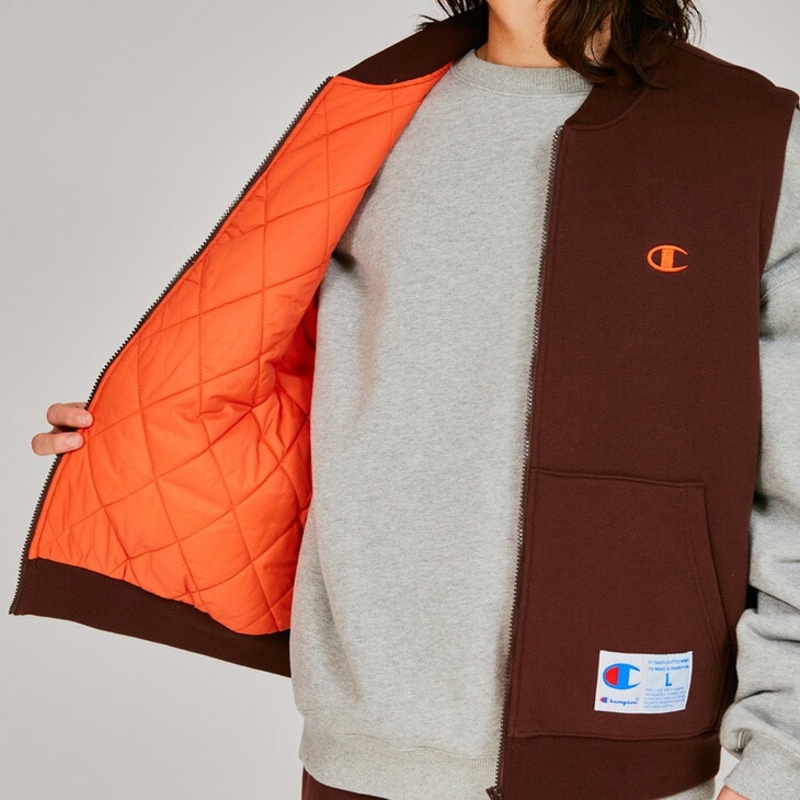 スウェットベスト 中綿入り メンズ ジップベスト 保温 防風 防寒/C3-A619