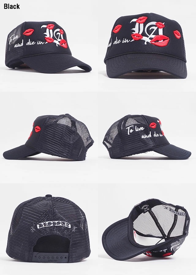 春先取りの 帽子 黒 ブラック レディース メンズ トラッカーハット メッシュキャップ NYC YORK NEW OUT DROP 小物 KIS LA  ニューヨーク ドロップアウト フリーサイズ スナップバック 帽子