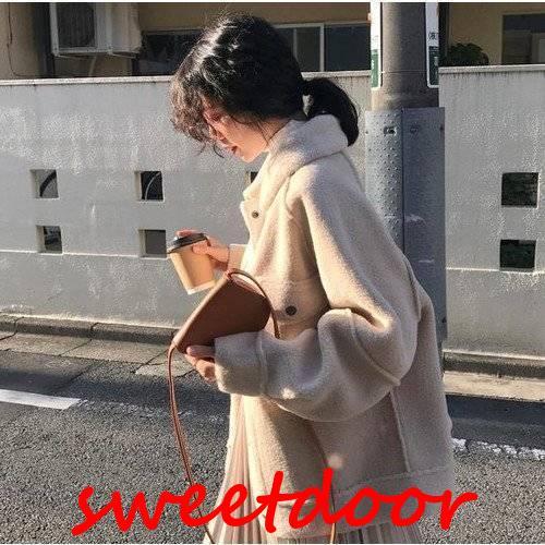 コート レディース 40代 50代 2021 秋 冬 秋冬 大きいサイズ アウター ショート丈 羽織り ウール ゆったり 無地 シンプル オーバーサイズ カジュアル