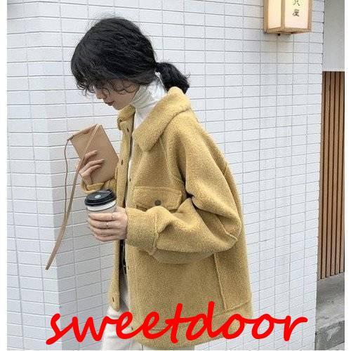 コート レディース 40代 50代 2021 秋 冬 秋冬 大きいサイズ アウター ショート丈 羽織り ウール ゆったり 無地 シンプル オーバーサイズ カジュアル