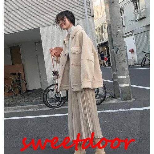 コート レディース 40代 50代 2021 秋 冬 秋冬 大きいサイズ アウター ショート丈 羽織り ウール ゆったり 無地 シンプル オーバーサイズ カジュアル