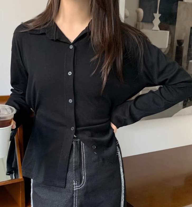 ルーズ長袖シャツ シャツ ブラウス 長袖 Vネック 襟付き ストレート Iライン 前開き 2way かわいい 大人可愛い きれいめ シンプル カジュアル 上品 おしゃれ ルーズ長袖シャツ シャツ ブラウス 長袖 Vネック 襟付き