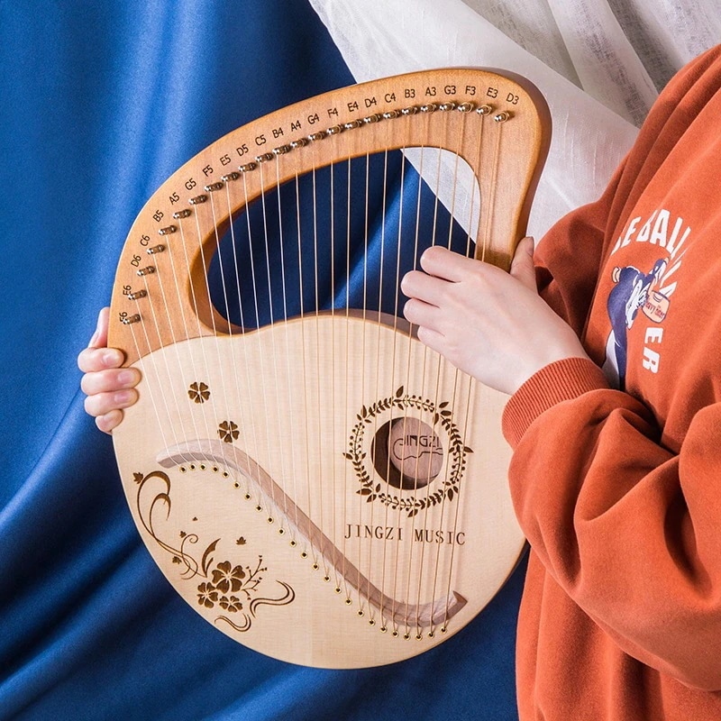 3日で出荷新番24弦 ライアーハープ 竪琴ハープ 金属弦 マホガニーソリッド