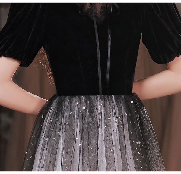 ドレス 大人 ピアノ 発表会 ロングドレス 演奏会 結婚式 母親 ドレス ピアノ発表会 黒 袖付き ロング パーティードレス キラキラ ブラック 半袖 長袖 成人式 同窓会 Aライン ステージドレス