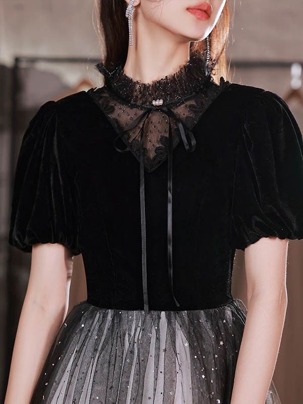 ドレス 大人 ピアノ 発表会 ロングドレス 演奏会 結婚式 母親 ドレス ピアノ発表会 黒 袖付き ロング パーティードレス キラキラ ブラック 半袖 長袖 成人式 同窓会 Aライン ステージドレス