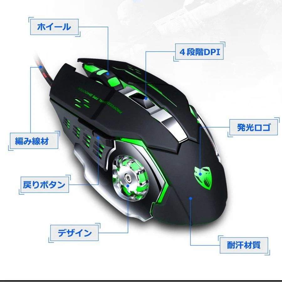 [10月推奨/20%OFF]キーボード 青軸キーボード 送料無料 マウス ゲーミングマウスセット ゲーミングキーボード 英字配列_9