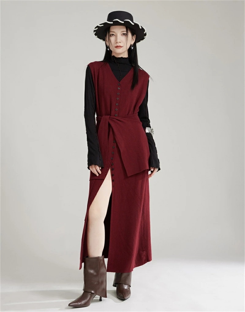 ノースリーブ ワンピース 秋冬 ニット ロングワンピース ニットワンピース v ネック ベスト ロングベスト ロング丈 マキシワンピース 二点 セットアップ 肩掛け 前開き ボタン留め スリット レッ ノースリーブ ワンピース 秋冬 ニット ロングワンピース ニットワンピース v ネック ベスト ロングベスト ロング丈 マキシワンピース 二点 セットアップ 肩掛け 前開き ボタン留め スリット レッ