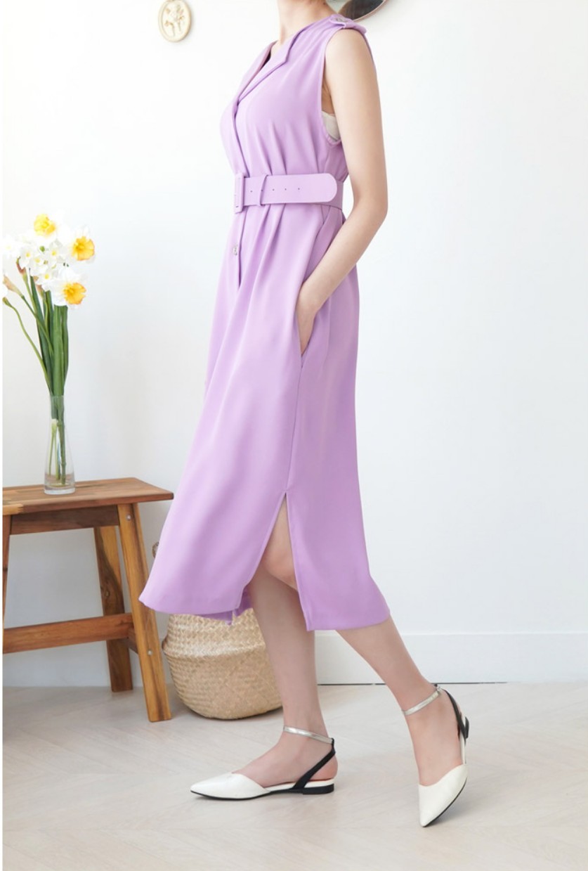 [K Fashion 2019 S/S] Belt Sleeveless Dress ベルトノースリーブワンピース-3colors