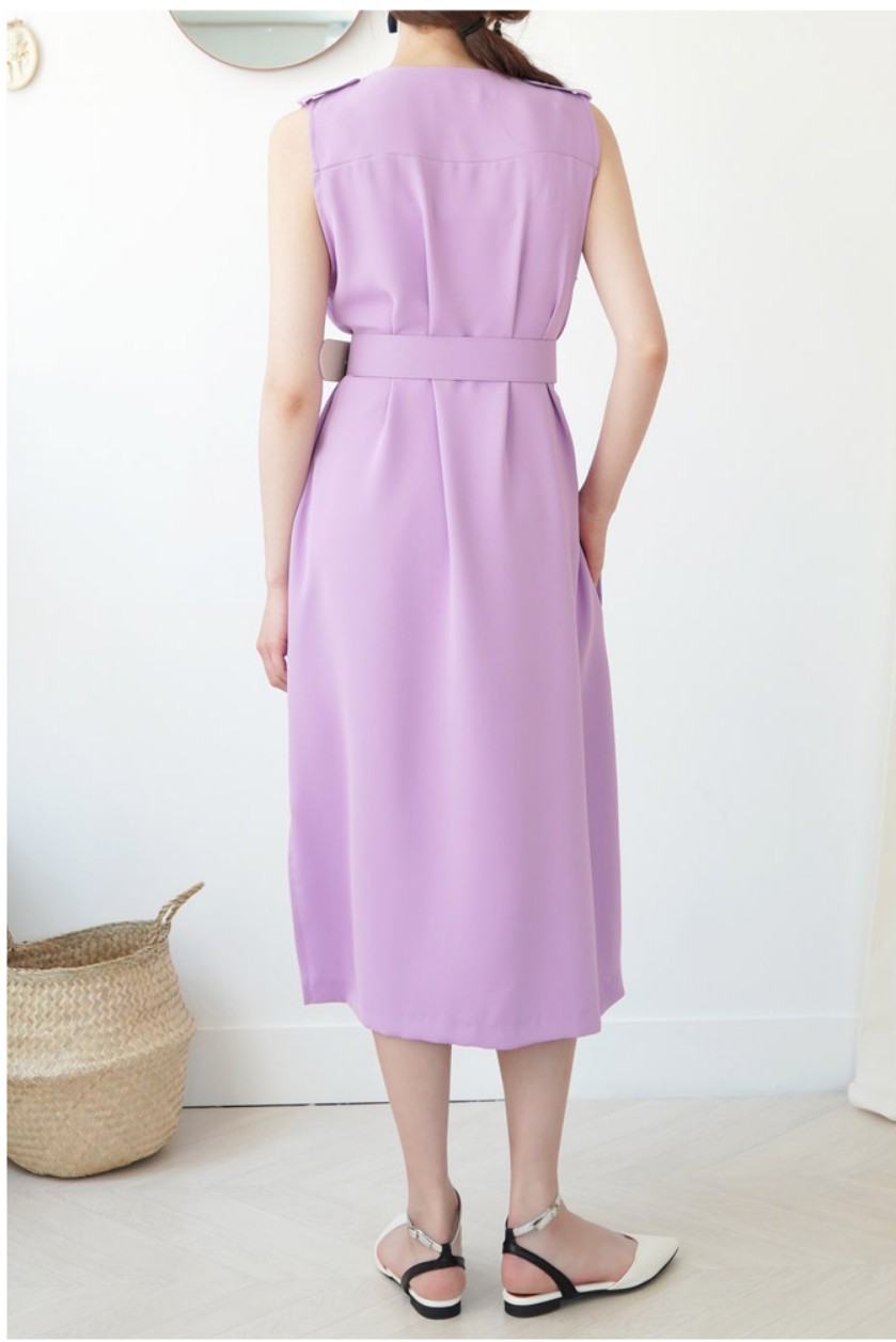 [K Fashion 2019 S/S] Belt Sleeveless Dress ベルトノースリーブワンピース-3colors