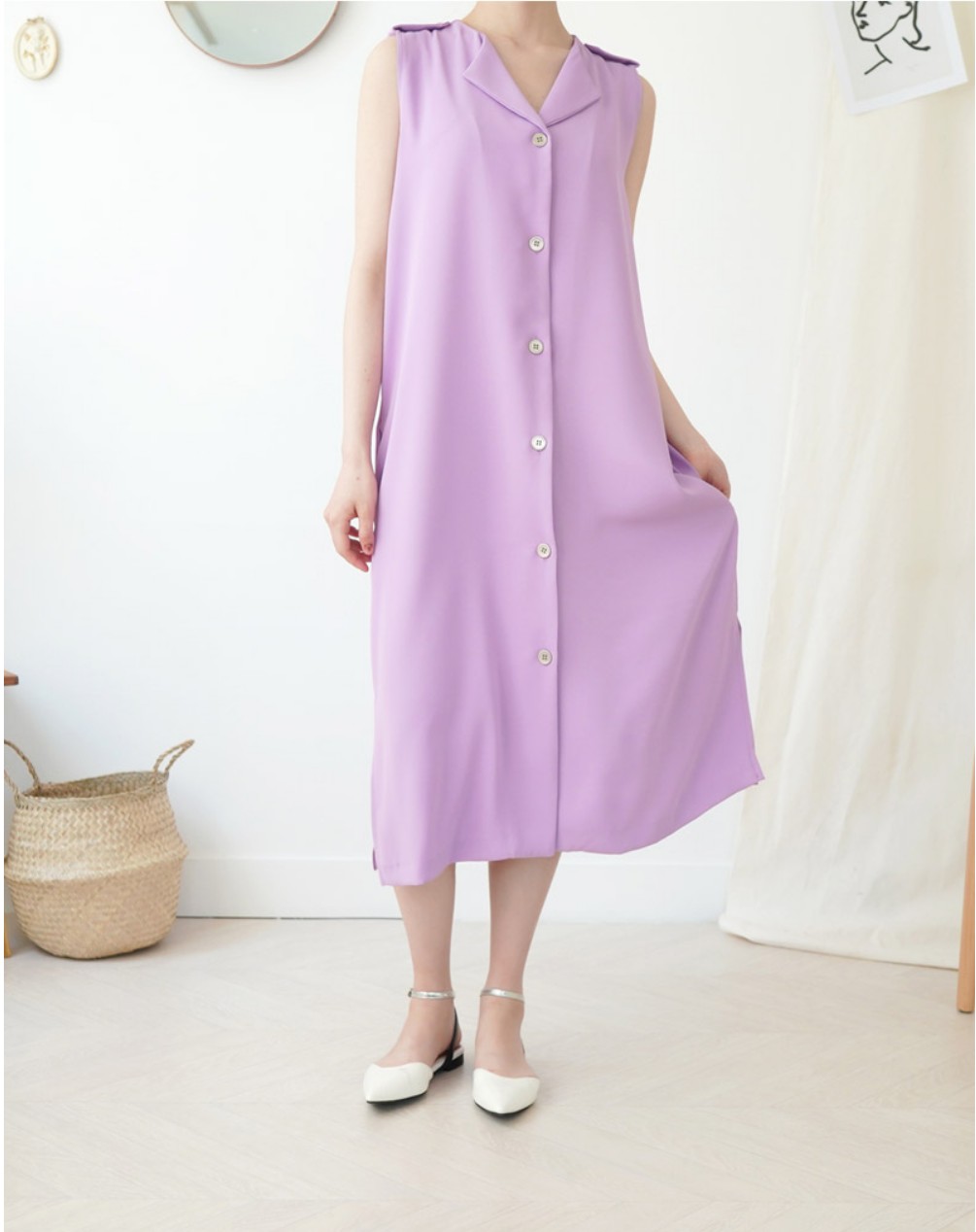 [K Fashion 2019 S/S] Belt Sleeveless Dress ベルトノースリーブワンピース-3colors