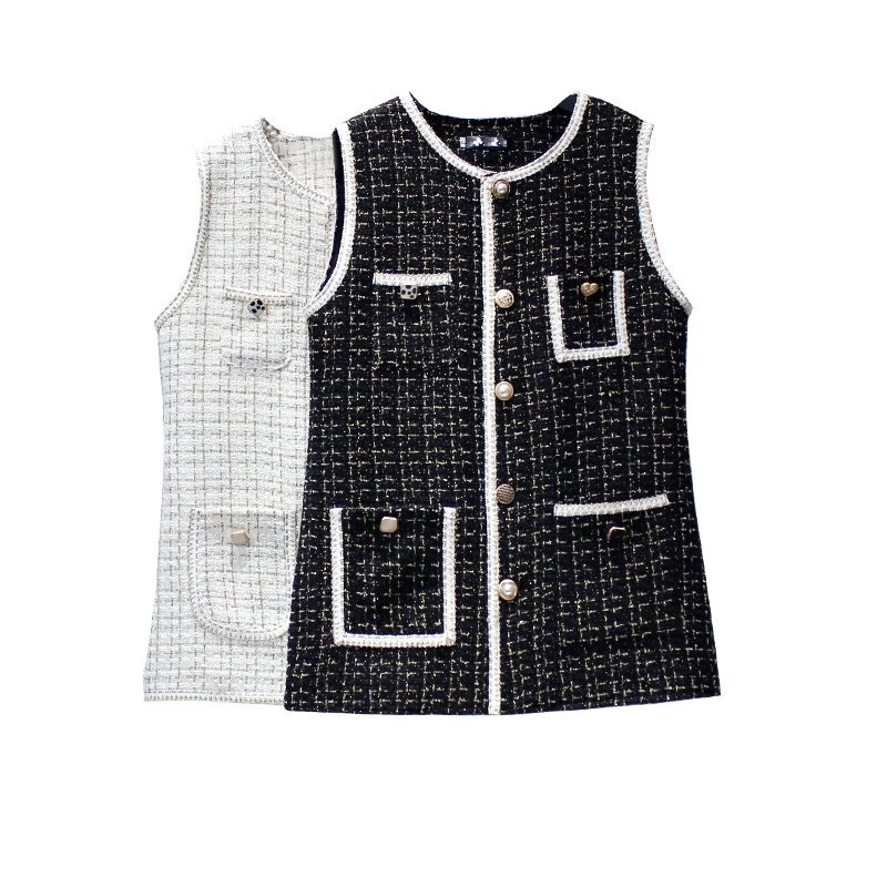 【即納】カジュアル エレガント ツイード 今季も大流行 通勤 ベスト 【即納】カジュアル エレガント ツイード 今季も大流行 通勤 ベスト