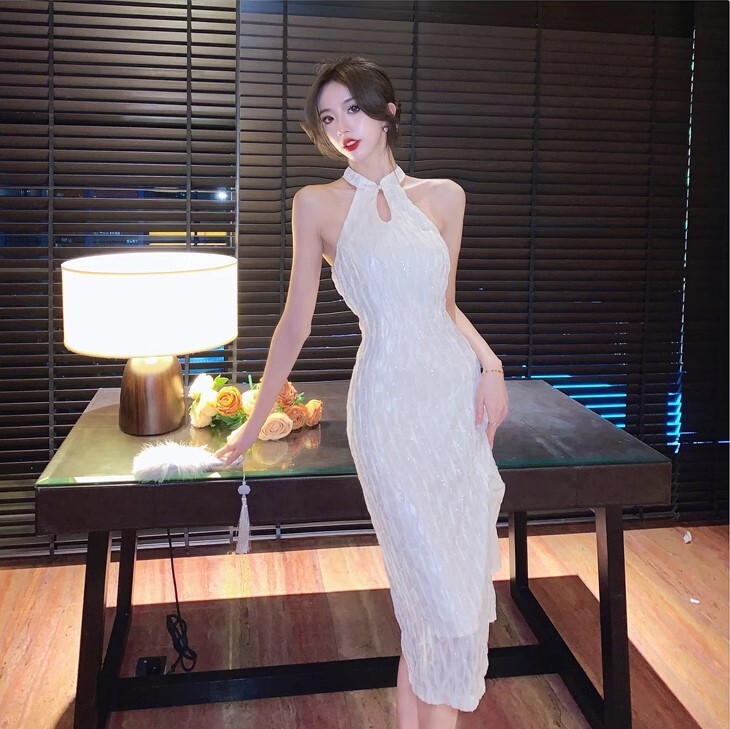 ワンピース パーティードレス 二次会ドレス イブニングドレス チャイナドレス ワンピドレス ロング丈 ホルターネック スリット かわいい 大人可愛い きれいめ カジュアル 大人 上品 おしゃれ お洒落