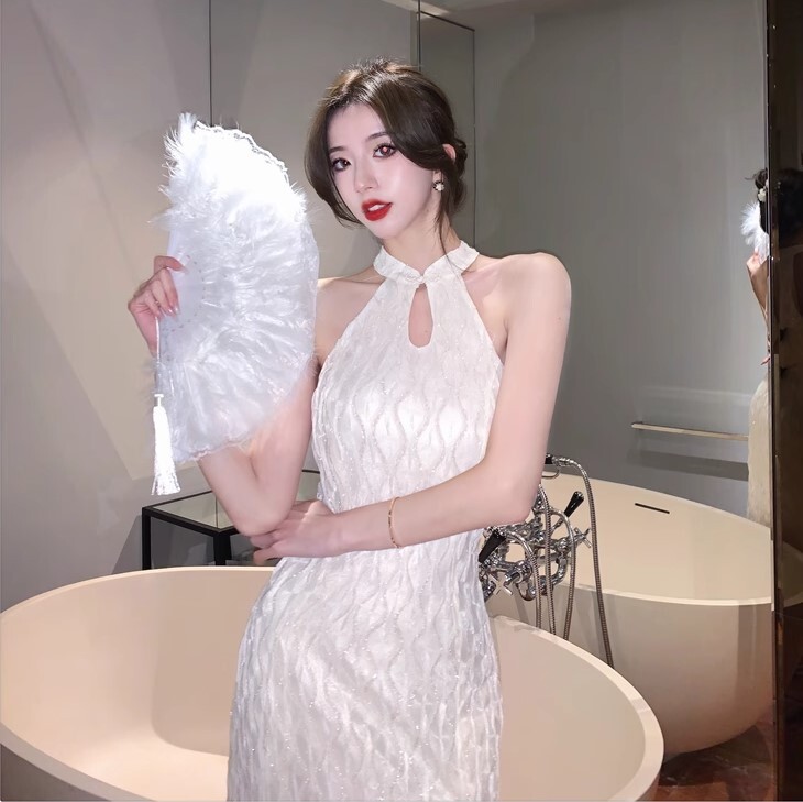 ワンピース パーティードレス 二次会ドレス イブニングドレス チャイナドレス ワンピドレス ロング丈 ホルターネック スリット かわいい 大人可愛い きれいめ カジュアル 大人 上品 おしゃれ お洒落