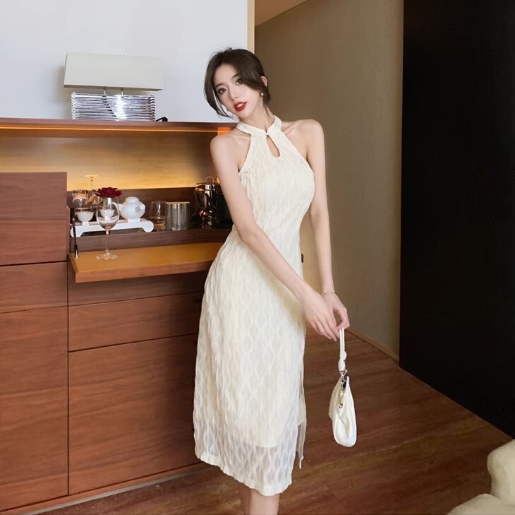 ワンピース パーティードレス 二次会ドレス イブニングドレス チャイナドレス ワンピドレス ロング丈 ホルターネック スリット かわいい 大人可愛い きれいめ カジュアル 大人 上品 おしゃれ お洒落