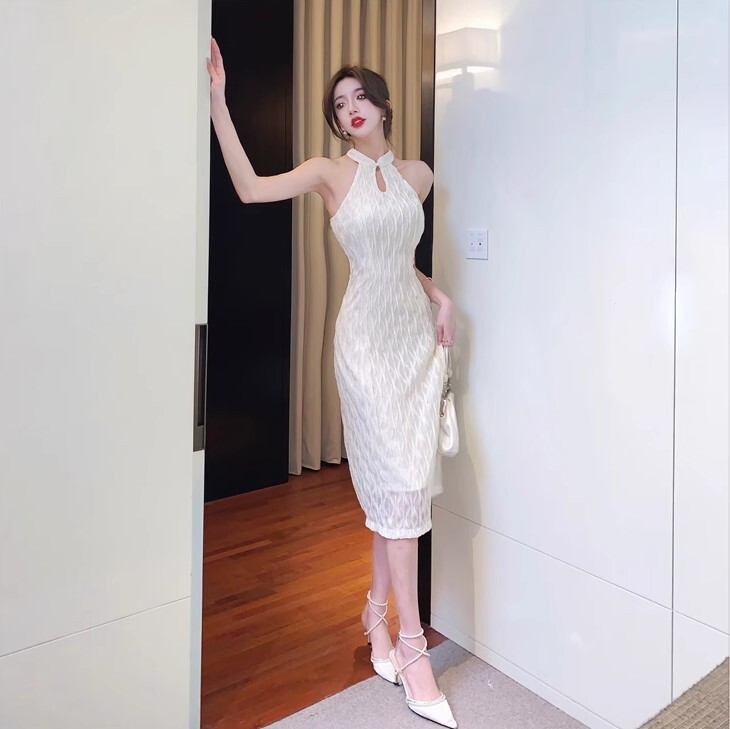 ワンピース パーティードレス 二次会ドレス イブニングドレス チャイナドレス ワンピドレス ロング丈 ホルターネック スリット かわいい 大人可愛い きれいめ カジュアル 大人 上品 おしゃれ お洒落