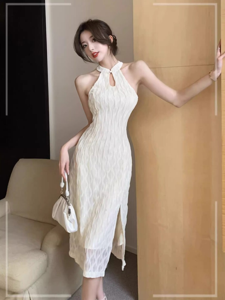 ワンピース パーティードレス 二次会ドレス イブニングドレス チャイナドレス ワンピドレス ロング丈 ホルターネック スリット かわいい 大人可愛い きれいめ カジュアル 大人 上品 おしゃれ お洒落