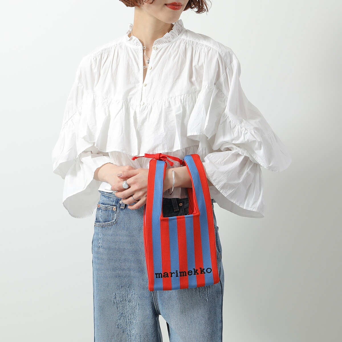 marimekko マリメッコ ハンドバッグ Knitted Mini Tote Merirosvo ニット ミニ トート メリロスヴォ 094144 レディース ストライプ ロゴ刺繍 鞄 カラー2色 marimekko マリメッコ ハンドバッグ Knitted Mini Tote Merirosvo ニット ミニ トート メリロスヴォ 094144 レディース ストライプ ロゴ刺繍 鞄 カラー2色