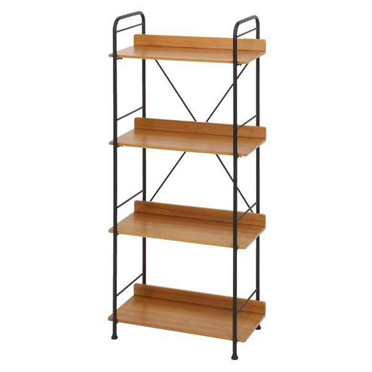 オープンシェルフ 幅71cm 4段 ブルックリン調 スチールラック 本棚 ラック シェルフ 飾り棚 ディスプレイ オープンラック 収納棚 収納 収納ラック 棚 木目 スチール ブルックリン