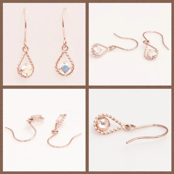 me on... K10ピンクゴールド 光によって表情を変えるキュービックジルコニアオーロラ 地金ねじりデザイン雫フレームモチーフフックピアスプレゼント 春夏 大人気 me on... K10ピンクゴールド 光によって表情を変えるキュービックジルコニアオーロラ 地金ねじりデザイン雫フレームモチーフフックピアスプレゼント 春夏 大人気