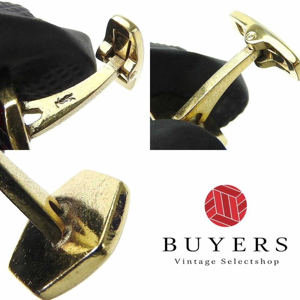 中古 イヴサンローラン カフリンクス カフス ボタン メッキ ゴールド パープル系 アクセサリー小物 大人 スーツ おしゃれ メンズ 男性 ビジネス YSL Yves Saint Laurent ac