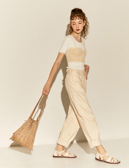 韓国 人気[JOSEPH&STACEY] LUCKY PLEATS KNIT BACKPACK XS 50TH ニット