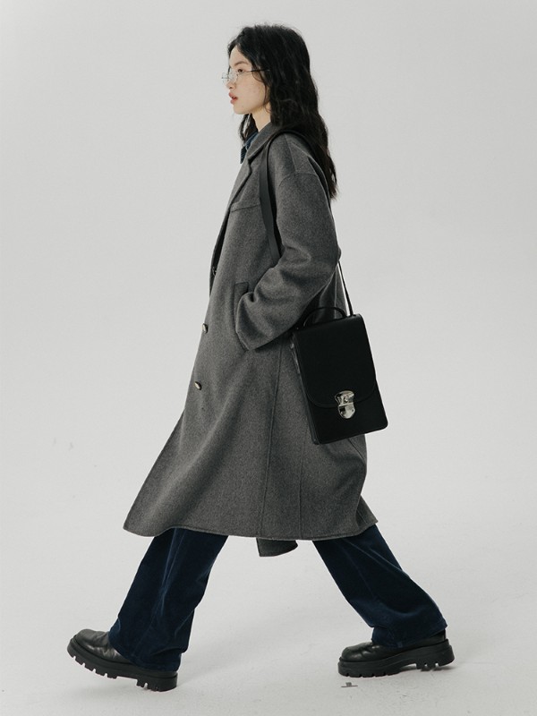 オーモントエッグタルトホームレトロウールダブルフェイスウールコートレディース新作秋冬ダブルブレストミディアム丈ウールコート オーモントエッグタルトホームレトロウールダブルフェイスウールコートレディース新作秋冬ダブルブレストミディアム丈ウールコート