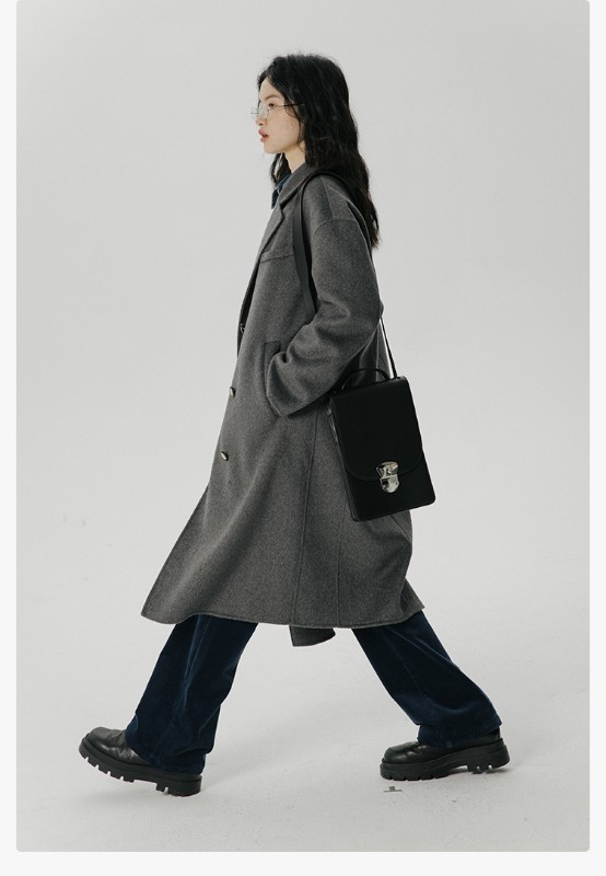 オーモントエッグタルトホームレトロウールダブルフェイスウールコートレディース新作秋冬ダブルブレストミディアム丈ウールコート オーモントエッグタルトホームレトロウールダブルフェイスウールコートレディース新作秋冬ダブルブレストミディアム丈ウールコート