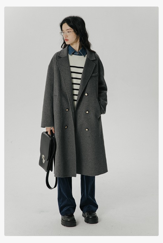 オーモントエッグタルトホームレトロウールダブルフェイスウールコートレディース新作秋冬ダブルブレストミディアム丈ウールコート オーモントエッグタルトホームレトロウールダブルフェイスウールコートレディース新作秋冬ダブルブレストミディアム丈ウールコート