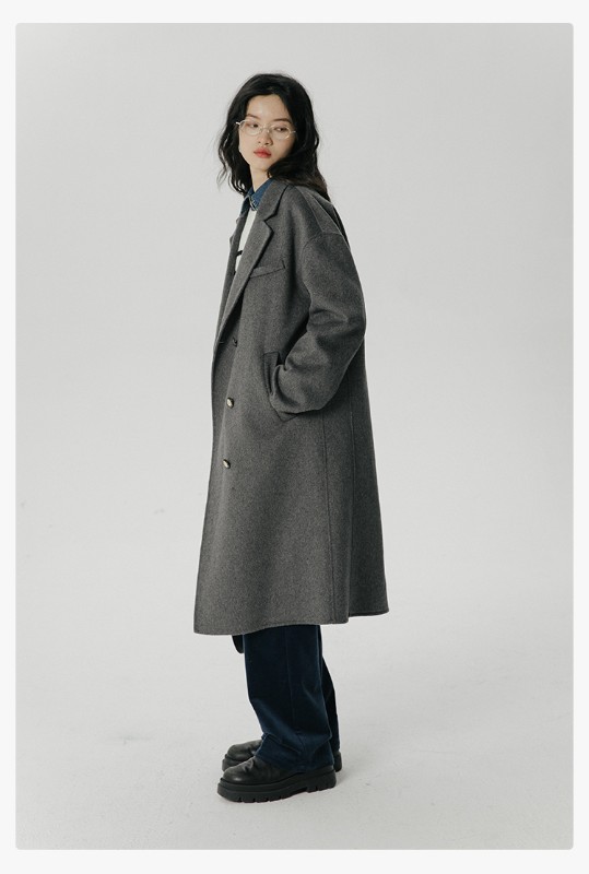オーモントエッグタルトホームレトロウールダブルフェイスウールコートレディース新作秋冬ダブルブレストミディアム丈ウールコート オーモントエッグタルトホームレトロウールダブルフェイスウールコートレディース新作秋冬ダブルブレストミディアム丈ウールコート