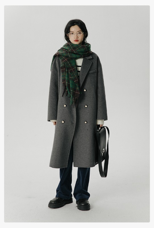 オーモントエッグタルトホームレトロウールダブルフェイスウールコートレディース新作秋冬ダブルブレストミディアム丈ウールコート オーモントエッグタルトホームレトロウールダブルフェイスウールコートレディース新作秋冬ダブルブレストミディアム丈ウールコート