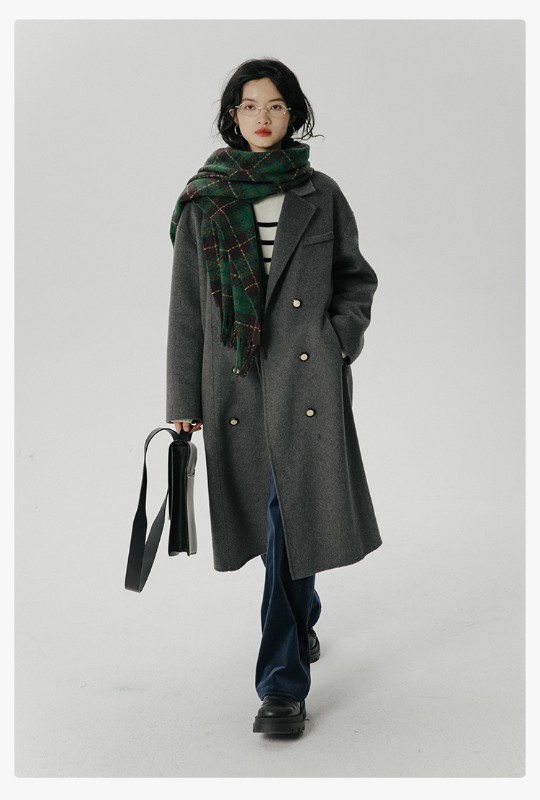オーモントエッグタルトホームレトロウールダブルフェイスウールコートレディース新作秋冬ダブルブレストミディアム丈ウールコート オーモントエッグタルトホームレトロウールダブルフェイスウールコートレディース新作秋冬ダブルブレストミディアム丈ウールコート