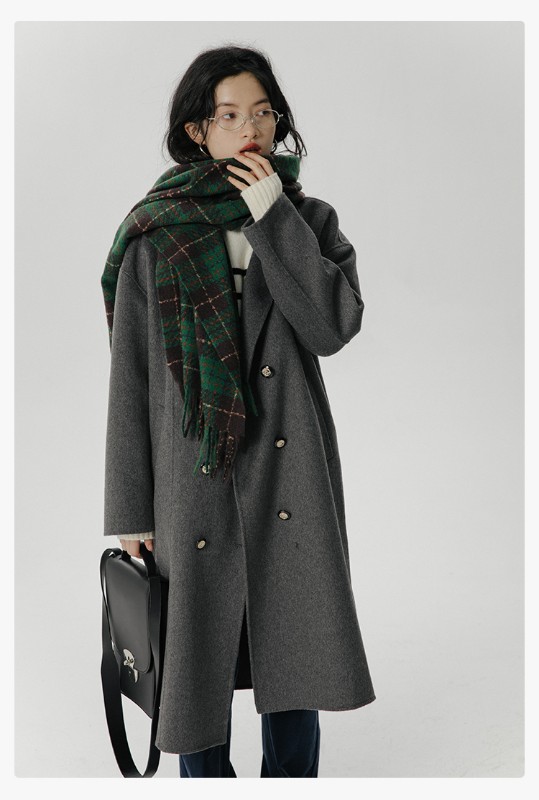 オーモントエッグタルトホームレトロウールダブルフェイスウールコートレディース新作秋冬ダブルブレストミディアム丈ウールコート オーモントエッグタルトホームレトロウールダブルフェイスウールコートレディース新作秋冬ダブルブレストミディアム丈ウールコート