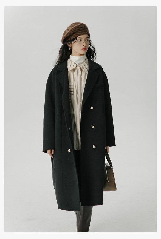 オーモントエッグタルトホームレトロウールダブルフェイスウールコートレディース新作秋冬ダブルブレストミディアム丈ウールコート オーモントエッグタルトホームレトロウールダブルフェイスウールコートレディース新作秋冬ダブルブレストミディアム丈ウールコート