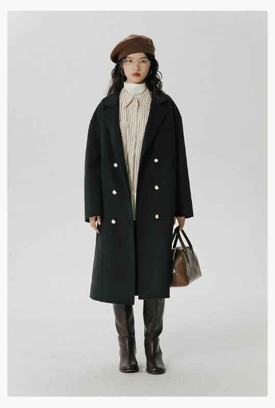 オーモントエッグタルトホームレトロウールダブルフェイスウールコートレディース新作秋冬ダブルブレストミディアム丈ウールコート オーモントエッグタルトホームレトロウールダブルフェイスウールコートレディース新作秋冬ダブルブレストミディアム丈ウールコート