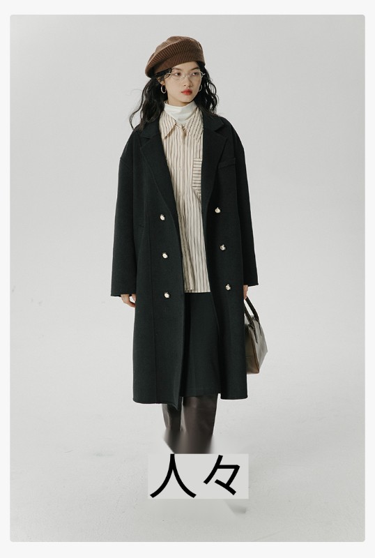 オーモントエッグタルトホームレトロウールダブルフェイスウールコートレディース新作秋冬ダブルブレストミディアム丈ウールコート オーモントエッグタルトホームレトロウールダブルフェイスウールコートレディース新作秋冬ダブルブレストミディアム丈ウールコート