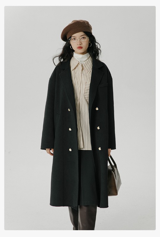 オーモントエッグタルトホームレトロウールダブルフェイスウールコートレディース新作秋冬ダブルブレストミディアム丈ウールコート オーモントエッグタルトホームレトロウールダブルフェイスウールコートレディース新作秋冬ダブルブレストミディアム丈ウールコート