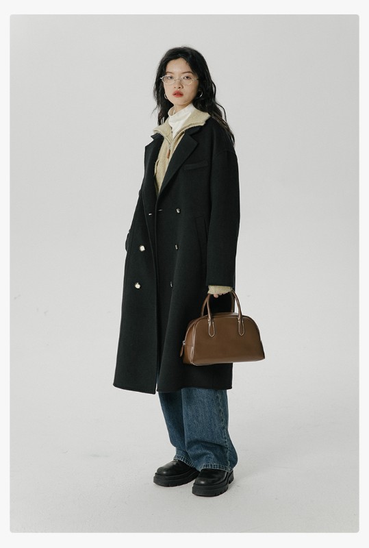 オーモントエッグタルトホームレトロウールダブルフェイスウールコートレディース新作秋冬ダブルブレストミディアム丈ウールコート オーモントエッグタルトホームレトロウールダブルフェイスウールコートレディース新作秋冬ダブルブレストミディアム丈ウールコート