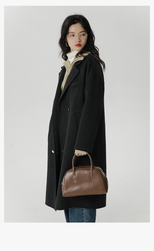 オーモントエッグタルトホームレトロウールダブルフェイスウールコートレディース新作秋冬ダブルブレストミディアム丈ウールコート オーモントエッグタルトホームレトロウールダブルフェイスウールコートレディース新作秋冬ダブルブレストミディアム丈ウールコート